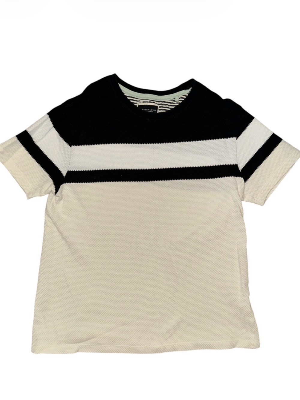 DENIM & FLOWER Black & Cream Striped Kids Tee